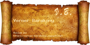 Verner Barakony névjegykártya